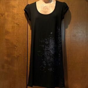 Tempted Black Dress with Pattern Size Medium